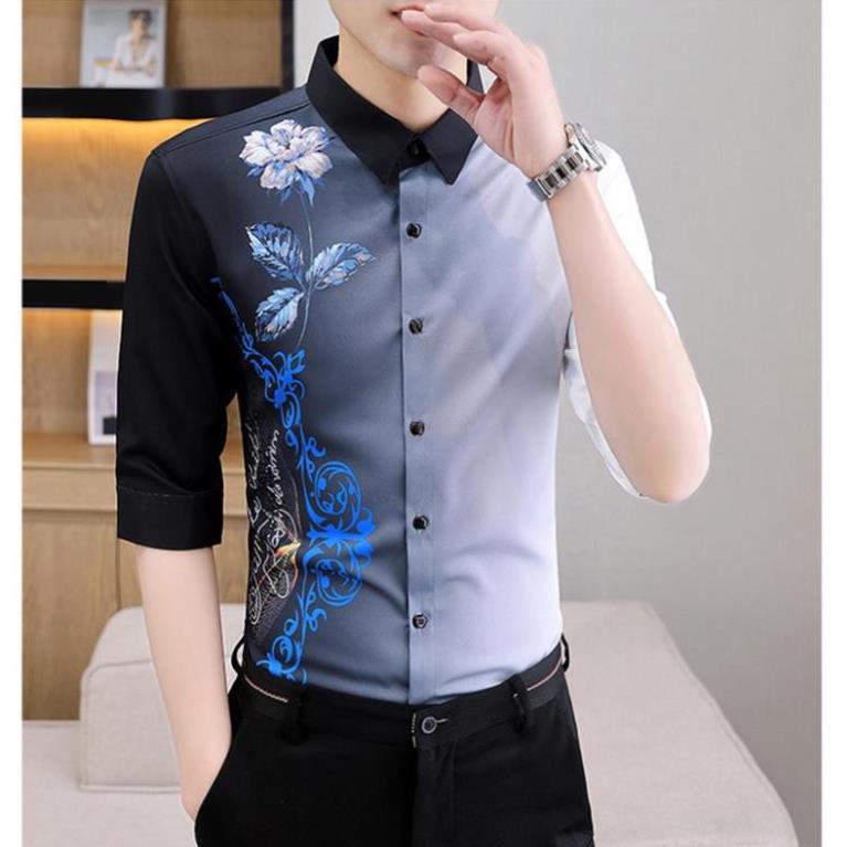 Áo Sơ Mi, Áo Sơ Mi nam thêu hoa văn trẻ trung, và phối màu đặc săc độc, lạ kích thích cái nhìn từ đối phương H47