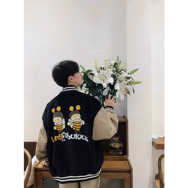 Áo khoác nhung, áo nhung bombo 2 chú ong vàng ma4558100 nam nữ cúc bấm sumisu shop