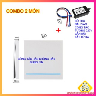 Công tắc Không dây dán tường [FREE SHIP] và Bộ thu RF để bật tắt từ xa 220V không Tuya,Xiaomi và công tắc thêm đảo chiều