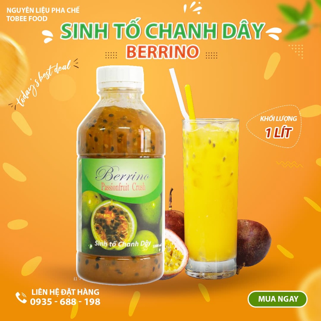 Sinh Tố Chanh Dây BERRINO 1 ( lít ) Hương tự nhiên thơm ngon