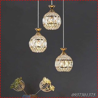 Đèn Thả Trang Trí,Đèn Thả Bàn Ăn 3 Bóng Pha Lê Cao Cấp Phù Hợp Nhiều Không Gian,Tặng kèm Bóng Đèn Led