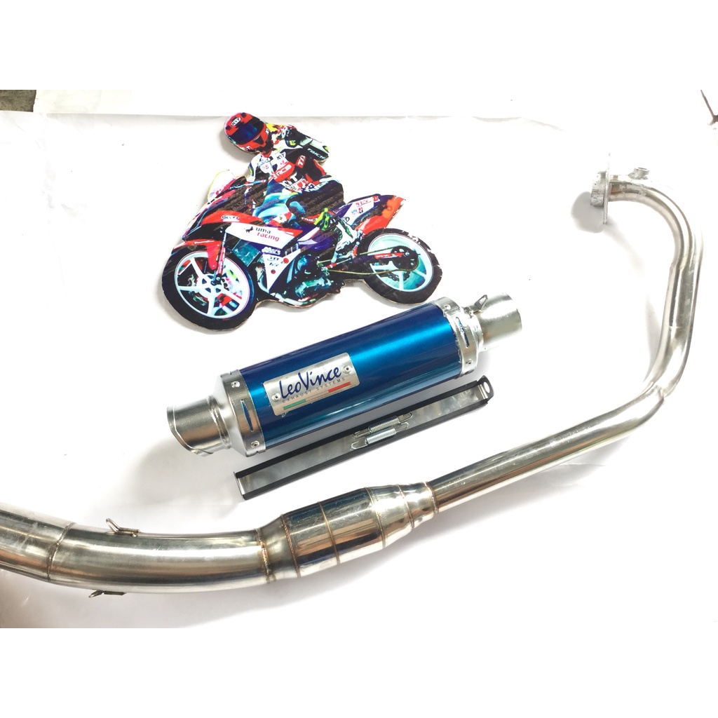 Pô leovince XANH cả cổ bầu hơi inox exicter, winer, sonic, raider, satria, gsx, fz, tfx, cbr, r15,...