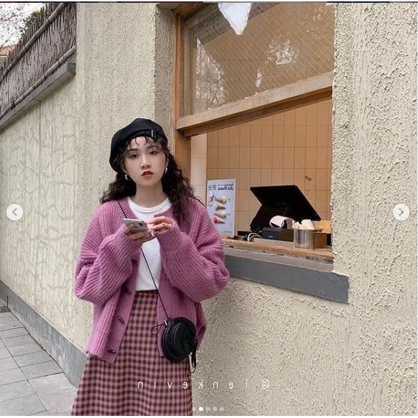 Áo khoác len ( Cardigan ) 2 màu Vàng và Hồng