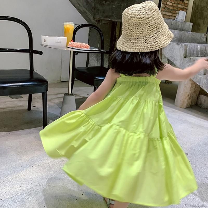 Đầm Hai Dây Thời Trang Đi Biển Mùa Hè Đáng Yêu Cho Bé Gái