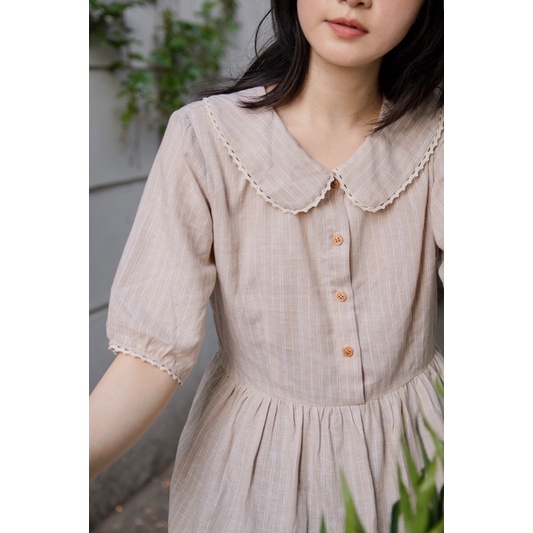 Mila dress - đầm linen phối ren xinh xắn | Lá Xoè