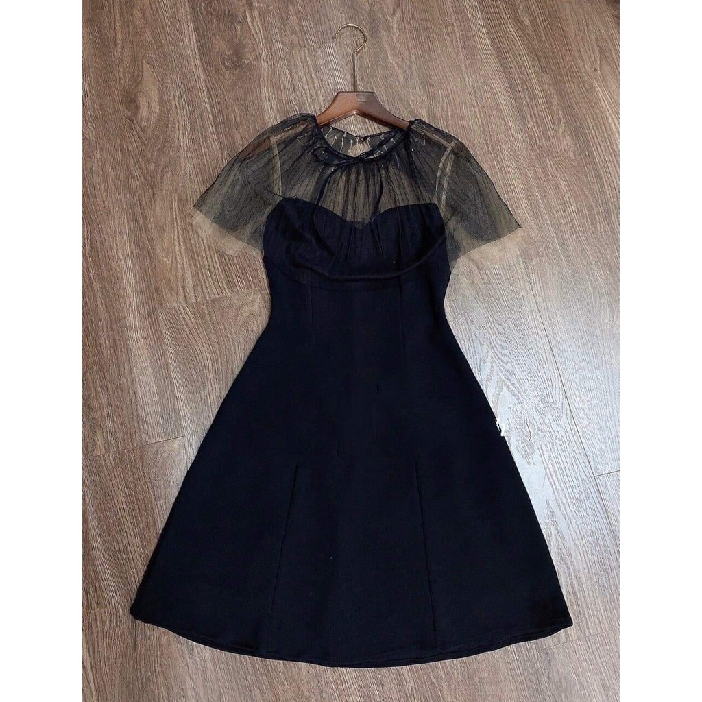 Đầm dự tiệc đen phối lưới dập li | BigBuy360 - bigbuy360.vn