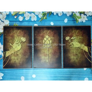 Tranh tráng gương khung compozit 40x60cm x 3 tranh - sen phật 1