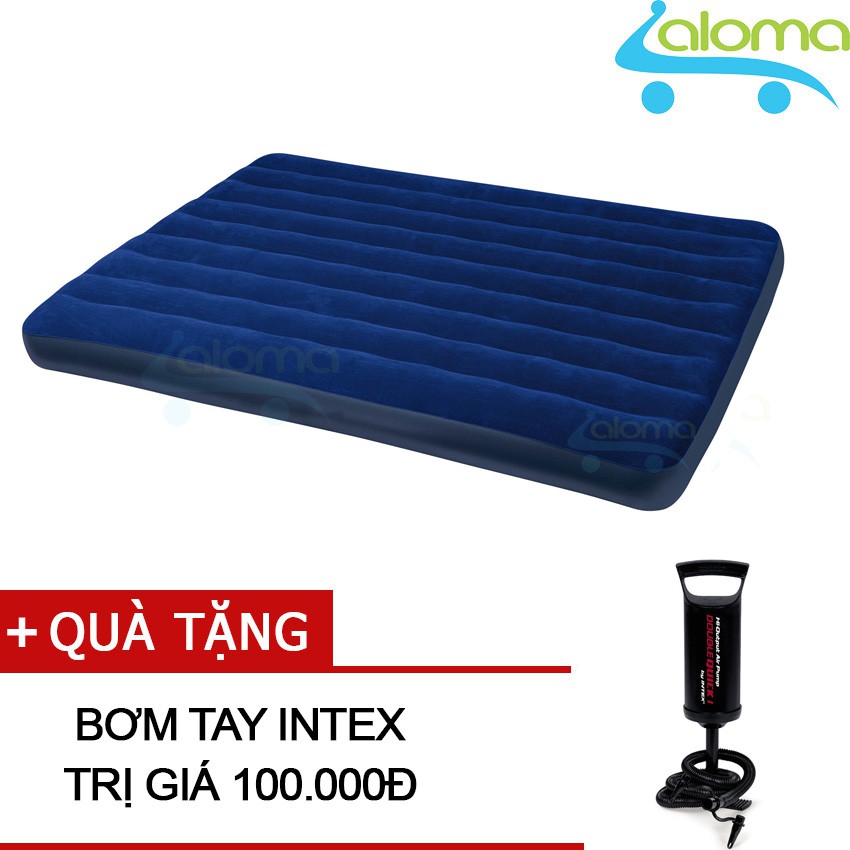 Đệm hơi bằng cao su phủ vải nhung mã 68759  kèm bơm điện hoặc bơm tay - ấm mùa đông mát mùa hè