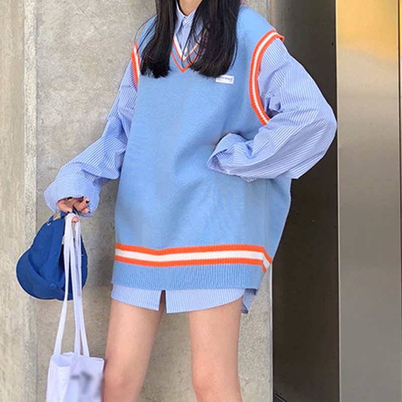 Áo Len Nữ Không Tay Cổ Chữ V Thời Trang Hàn Quốc