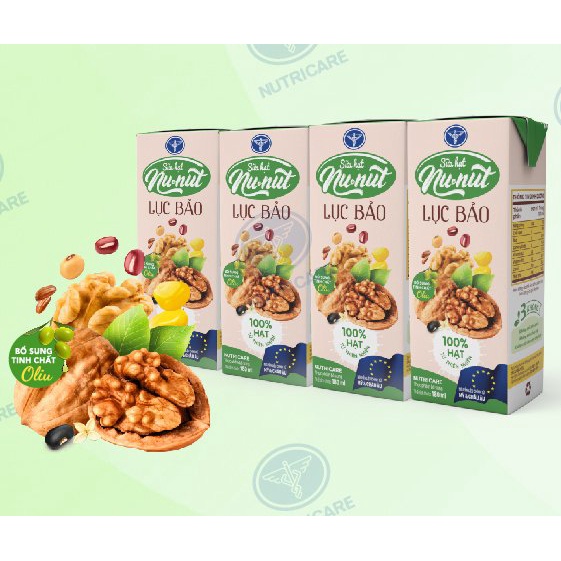 Thùng sữa nước Nunut 6 hạt Lục Bảo ít đường giúp giải toả mệt mỏi