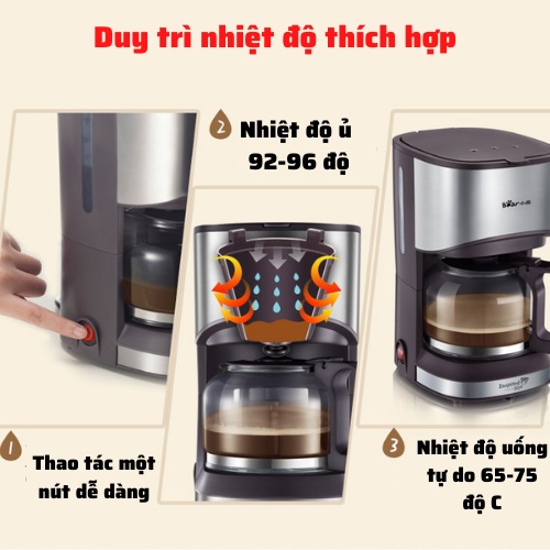 Máy pha cà phê mini tự động BEAR KFJ-A07V1 pha Espresso cafe rang xay nguyên chất cao cấp sang trọng dùng tại nhà