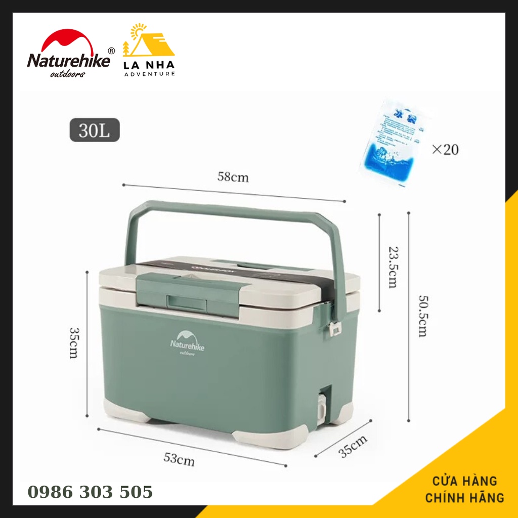 Thùng Giữ Nhiệt 18-36h NatureHike NH21SNX05 Là Nhà, kèm khay đựng thực phẩm và túi đá khô tiện lợi