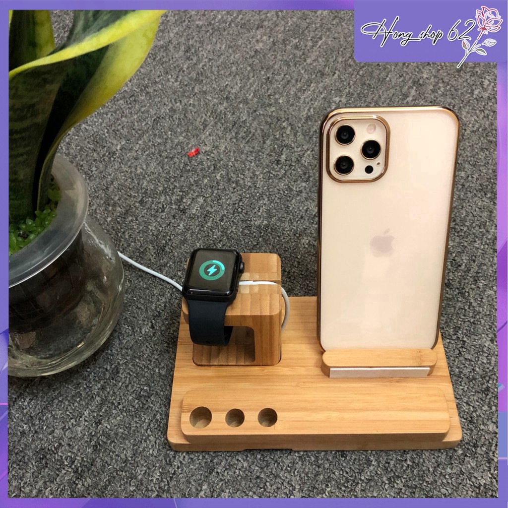 Giá đỡ đế Sạc Apple Watch Ipad Iphone bằng gỗ