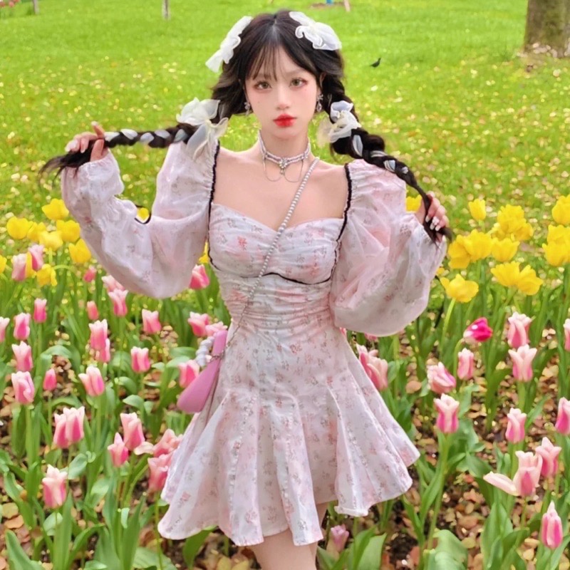 Set 4 kẹp tóc nơ Lolita dây voan hot trend