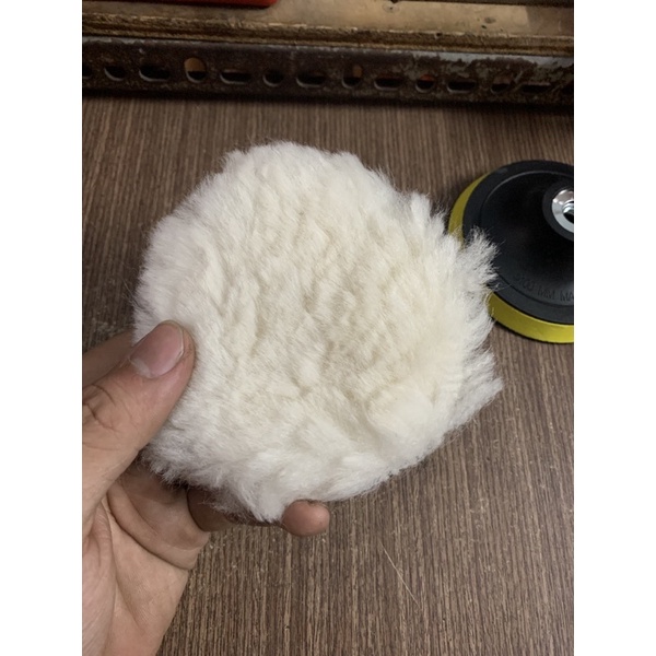 Combo miếng đánh bóng ô tô xe máy lông cừu và đế nhựa 1T dùng cho máy cầm tay