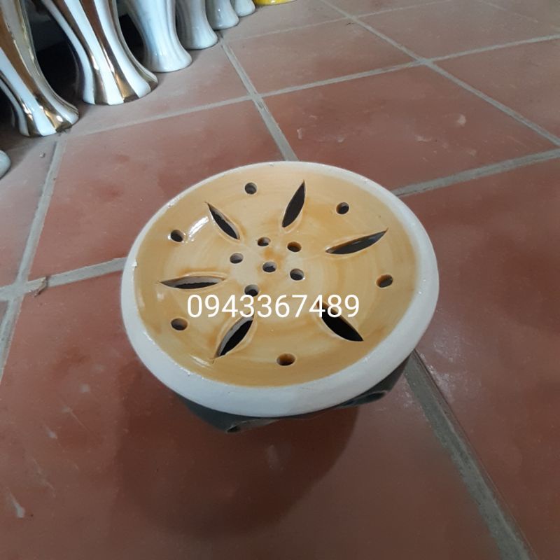 Bếp xông bồ kết cao 12cm, ĐK miệng 16cm. Hàng sứ Bát Tràng