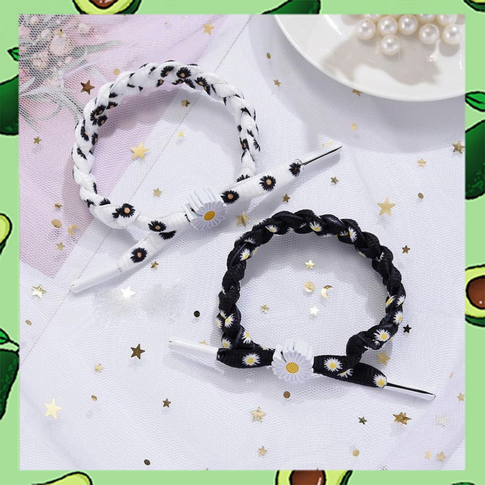 Vòng Tay Bện Dây Mặt Hình Hoa Cúc 2 Màu Siêu Hot Trend ( Ảnh Thật )