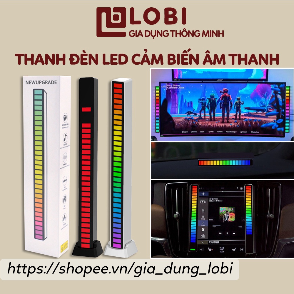 Thanh đèn LED RGB nháy theo nhạc đèn led trang trí cảm biến âm thanh bàn làm việc ô tô máy tính sạc pin tích hiện