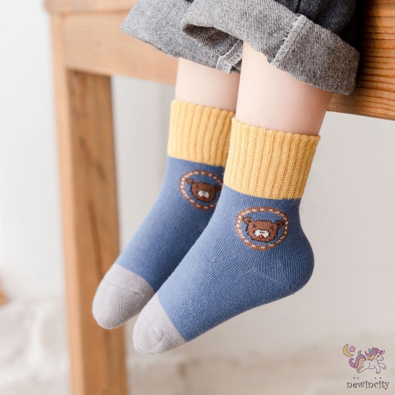 Set 5 Đôi Vớ Cotton Họa Tiết Hoạt Hình Phong Cách Hàn Quốc Dành Cho Các Bé