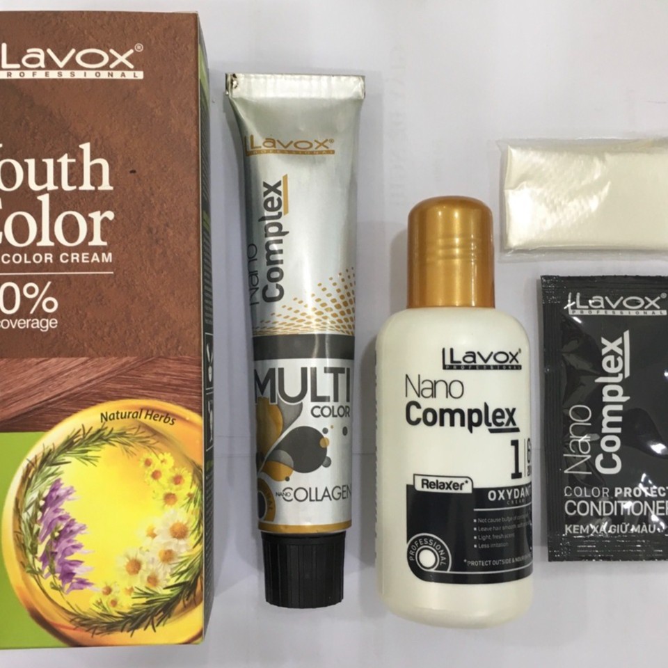 Nhuộm Phủ Bạc Lavox Youth &amp; Color Hair Color Cream 60ml x 2 .#L5 Light Brown Nâu Sáng