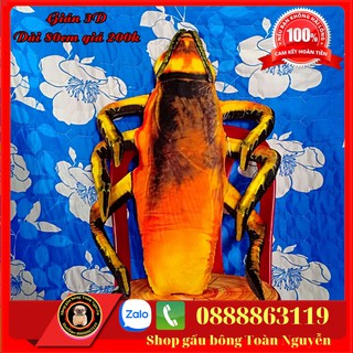 Gấu bông hình con gián 3d gối ôm nhồi bông vải nhung mịn size 80cm