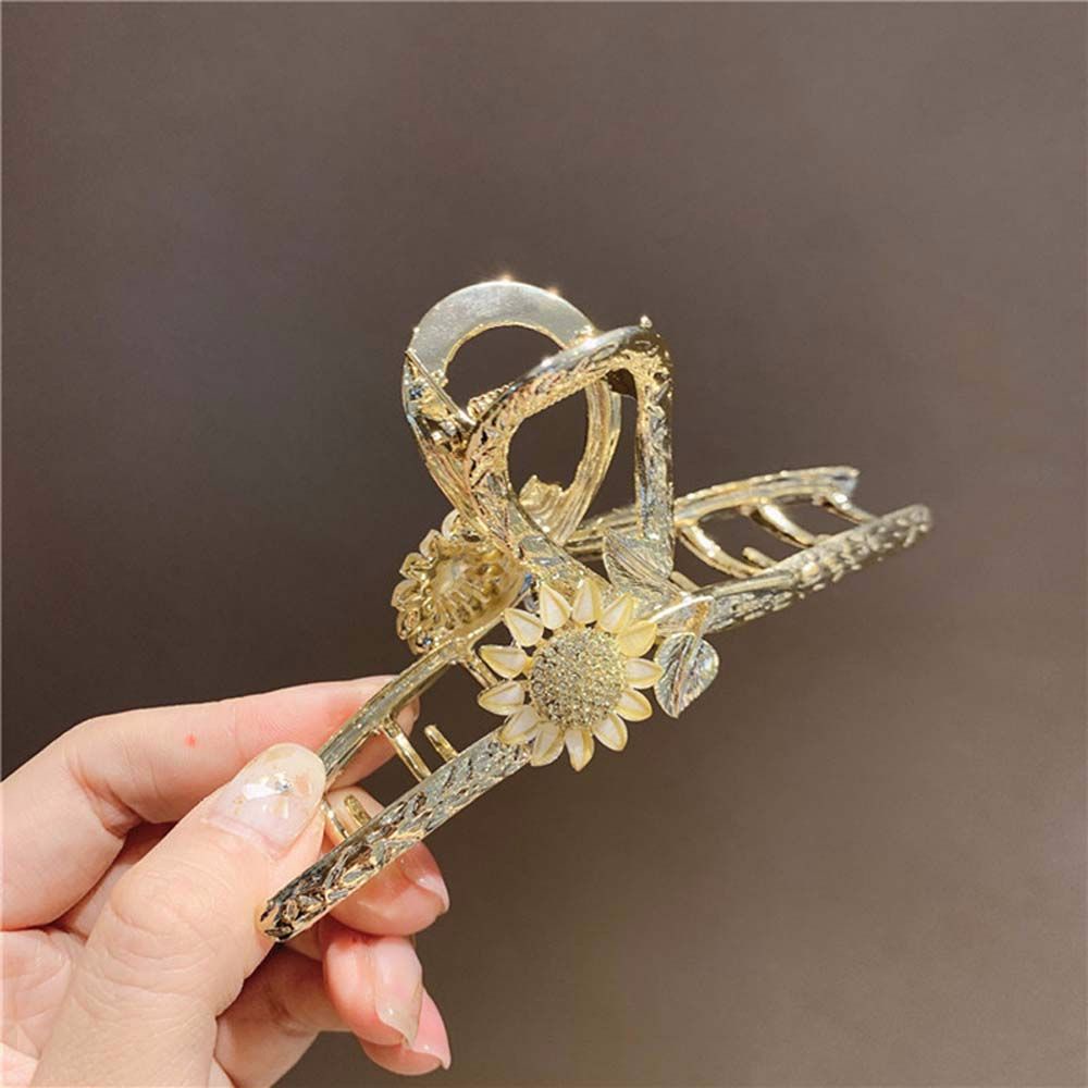 Kẹp gắp tóc kim loại hình hoa hướng dương phong cách Hàn Quốc nữ tính thanh lịch