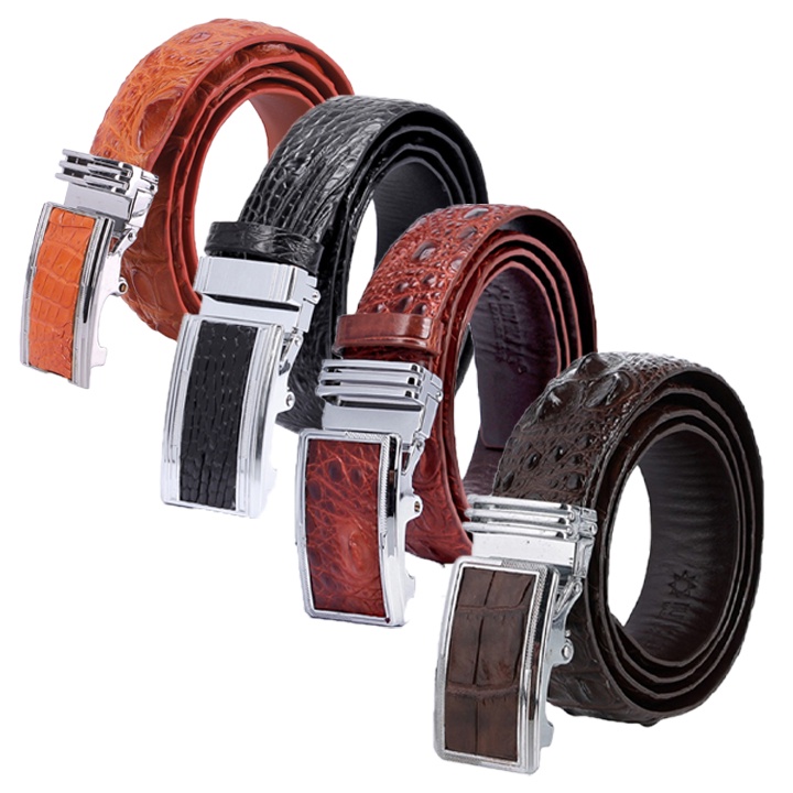 Thắt lưng nam da cá sấu Huy Hoàng nguyên con 3,5P màu đen, nâu đỏ, vàng bò, nâu đất HP4204-05-06-70