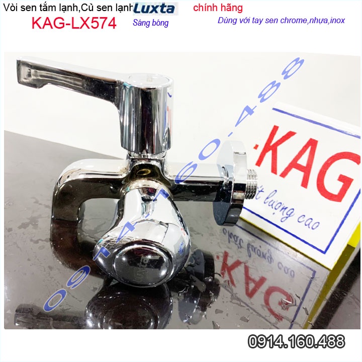 Vòi sen lạnh gắn tường Luxta KAG-LX574 tay gạt, Củ sen nước mạnh chrome bóng thiết kế đẹp chất lượng siêu bền