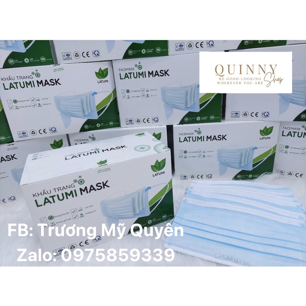 trang y tế cao cấp kháng khuẩn 4 lớp LATUMI xanh Quinny shop
