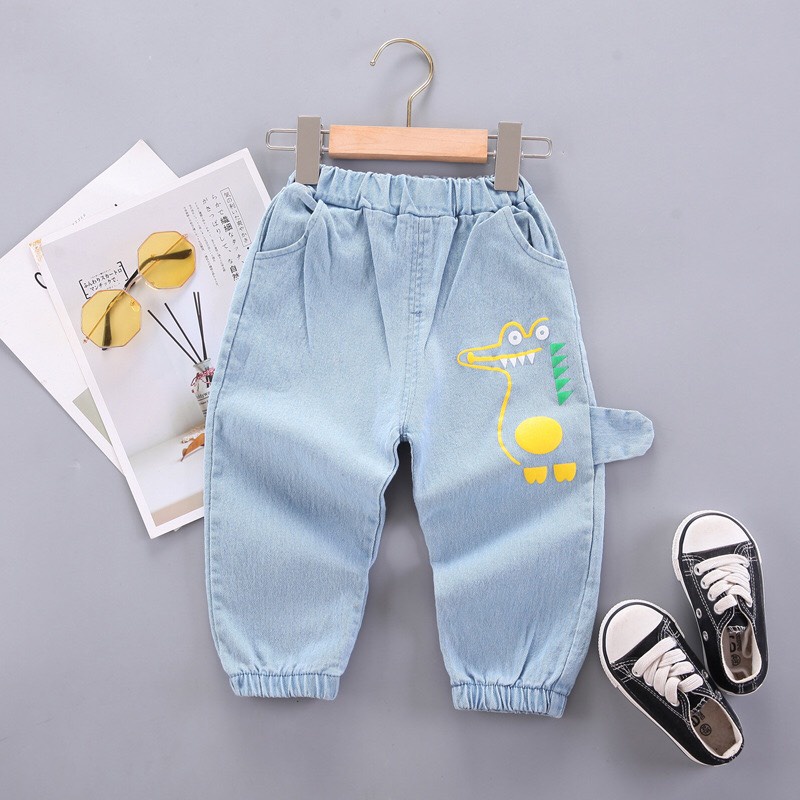 Quần bò dáng Jogger hình Khủng Long cho bé 10-20kg