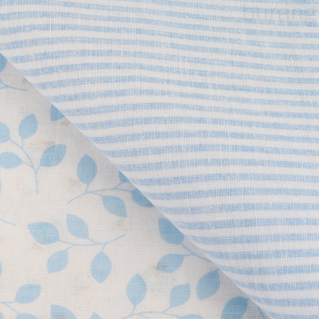 7 Tấm vải cotton họa tiết hoa màu xanh dương dùng để may đồ diy