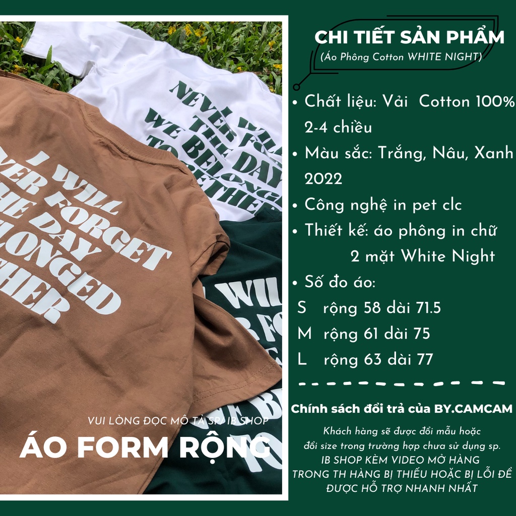 Áo Thun Tay Lỡ 100% Cotton Chữ Xanh 11:11 WHITE NIGHT 2023 𝘽𝙮.𝘾𝙖𝙢𝙘𝙖𝙢