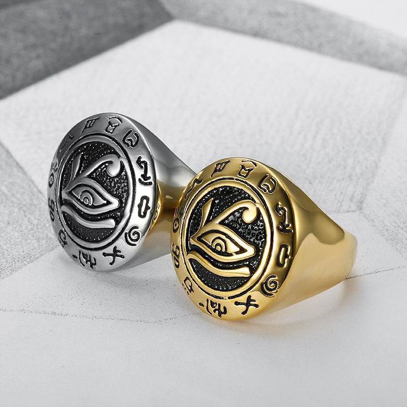 weiweijewelry/Nhẫn thép titan thời trang nam Nhẫn cổ Amulet Ai Cập cổ đại của mắt Horus