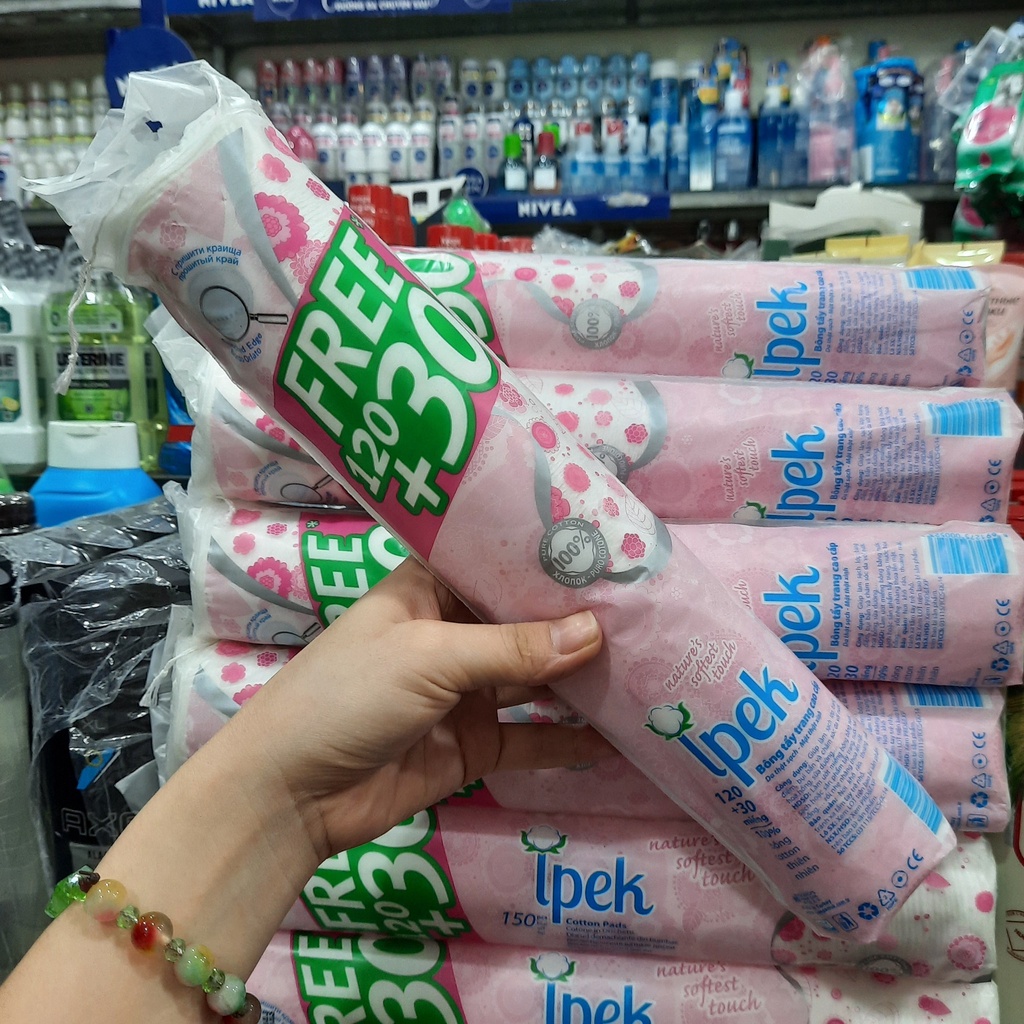 Bông tẩy trang Ipek Thổ Nhĩ Kỳ 120+30 miếng