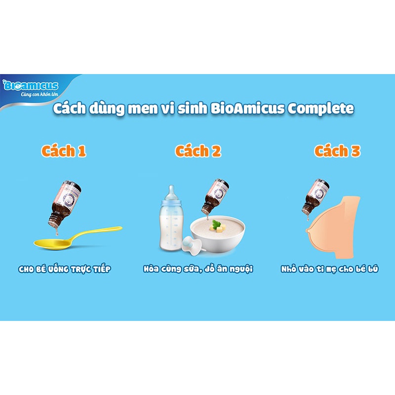 Men vi sinh 10 chủng BioAmicus Complete nhập khẩu Canada giúp bé ăn ngon cải thiện tiêu chảy, rối loạn tiêu hóa, lọ 10ml