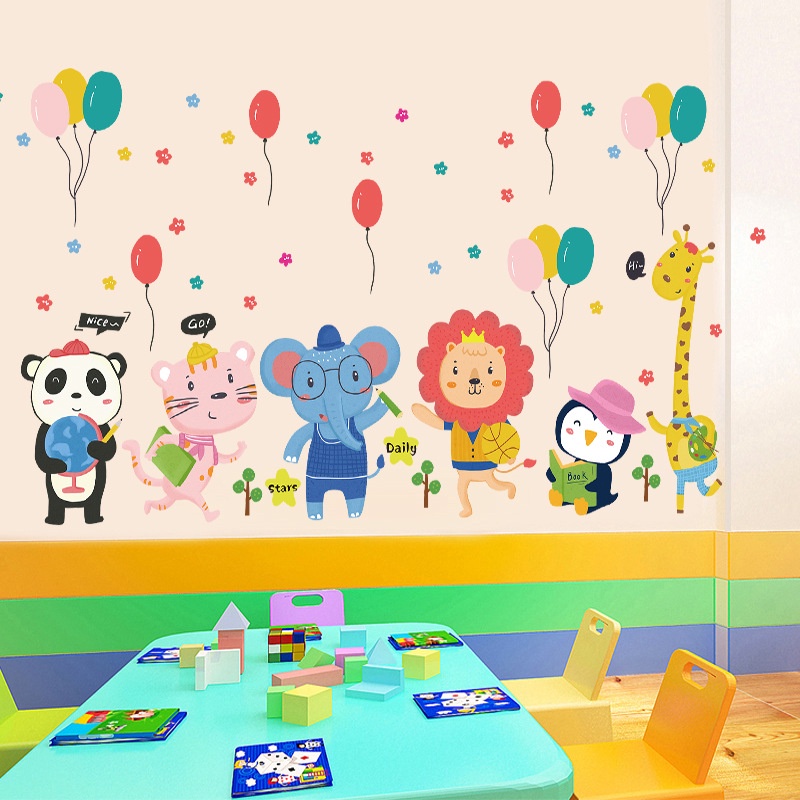 Tranh decal, đề can dán tường cho bé trai bé gái học thú và các con vật tiếng anh, bảng chữ cái, phương tiện giao thông