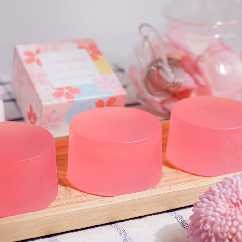 Xà Phòng Rửa Mặt Cocolarme Sakura Soap Loại Bỏ Mụn Đầu Đen, Xà Phòng Giảm Mụn Cám 85g