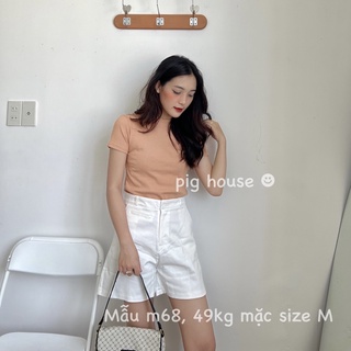 Quần đùi short nữ lưng cao túi mổ chất kaki cao cấp lên form siêuu xinh (Ảnh thật )