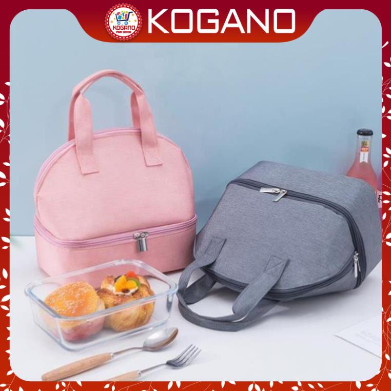 Túi giữ nhiệt KOGANO túi đựng hộp cơm, bình nước, bình sữa giữ nhiệt 2 ngăn cao cấp cho văn phòng, du lịch HG-001201