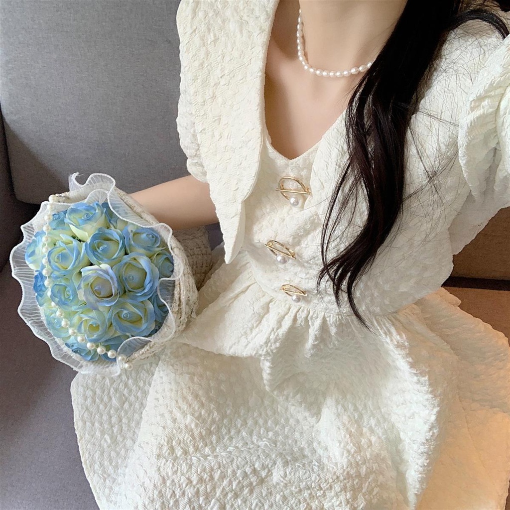 Đầm Tay Phồng Cổ Búp Bê Kiểu Dáng Ngọt Ngào Cho Nữ