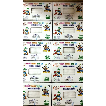 Khẩu trang Famapro max Kids, Hộp 50 cái. Khẩu trang chất lượng cho em bé từ 4-10 tuổi