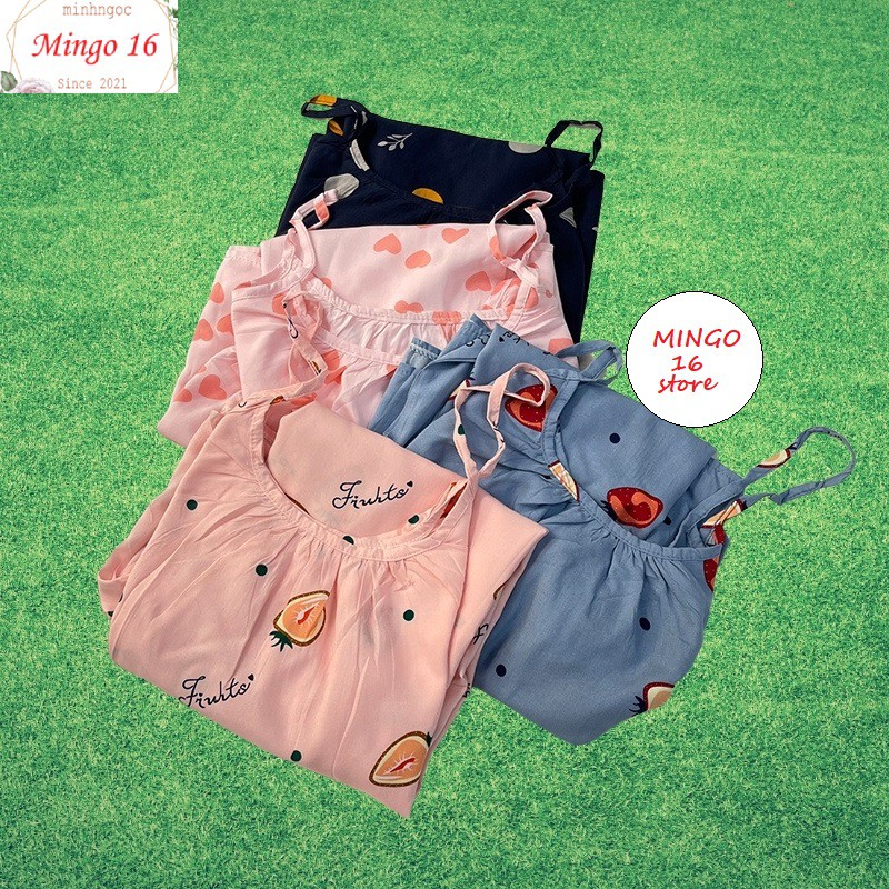 Váy Ngủ 2 Dây Họa Tiết Nhiều Mẫu Chất Vải Lanh Mát Dáng , Freesize | BigBuy360 - bigbuy360.vn