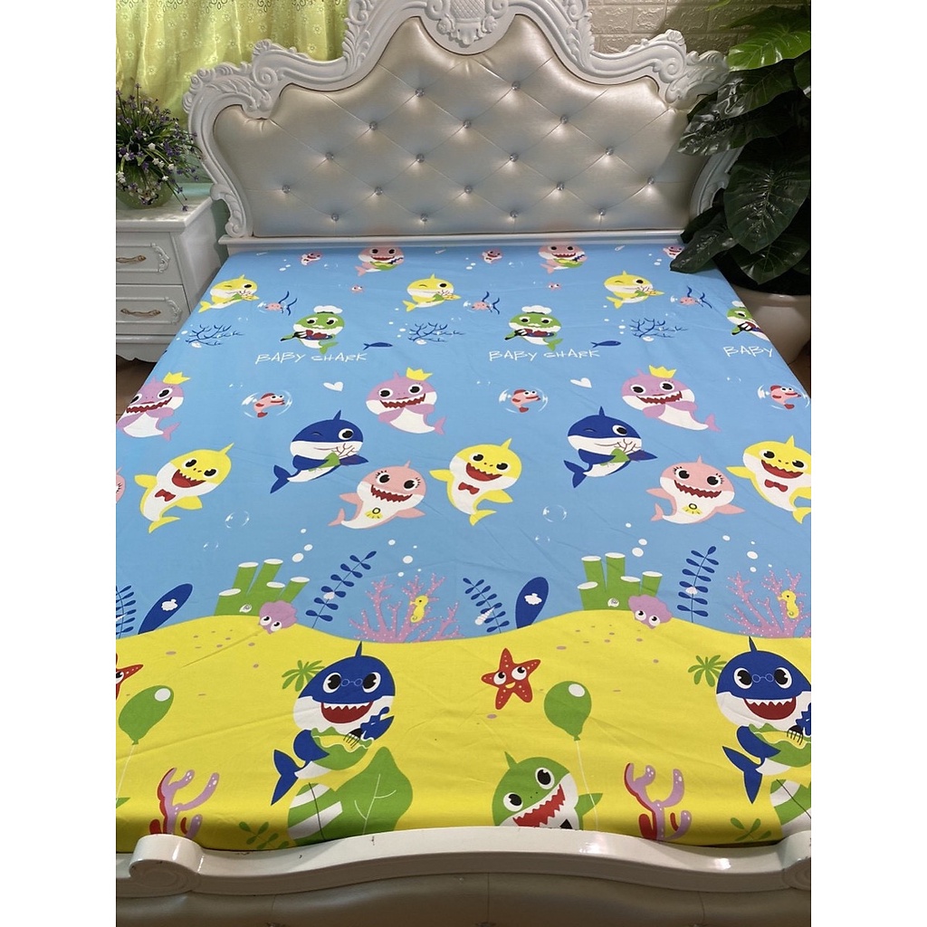 (Bán chạy số 1) Tấm ga bọc giường cotton chống thấm tuyệt đối hoạ tiết hoạt hình mẫu Hươu cao cổ. Drap chống nước cotton