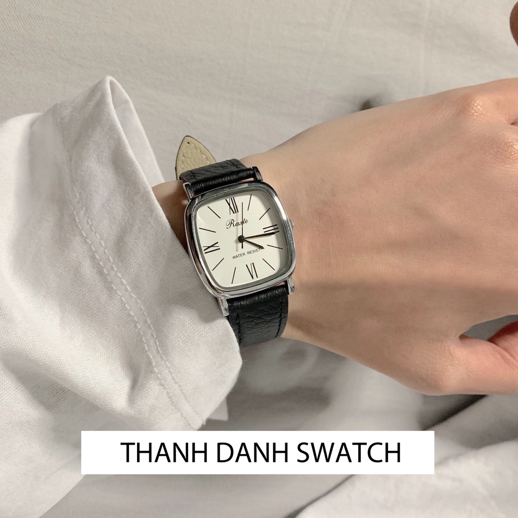 Đồng hồ cặp đôi nam nữ chính hãng RATE mặt vuông thời trang dây da cao cấp phong cách hàn quốc đẹp giá rẻ - Hàng mới về