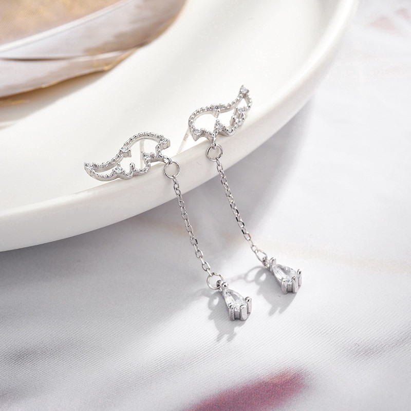 Bông tai bạc 925 pha lê gắn hình đôi cánh thời trang cho nữ ANTA Jewelry - ATJ3439