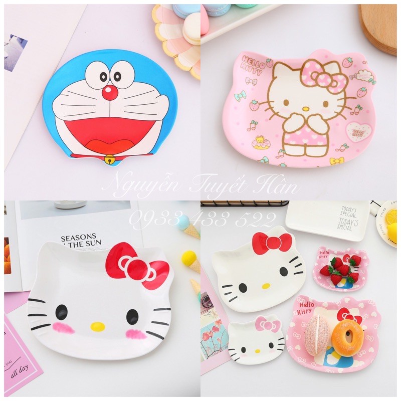 Dĩa 3D Doremon - Hello Kitty - Doraemon