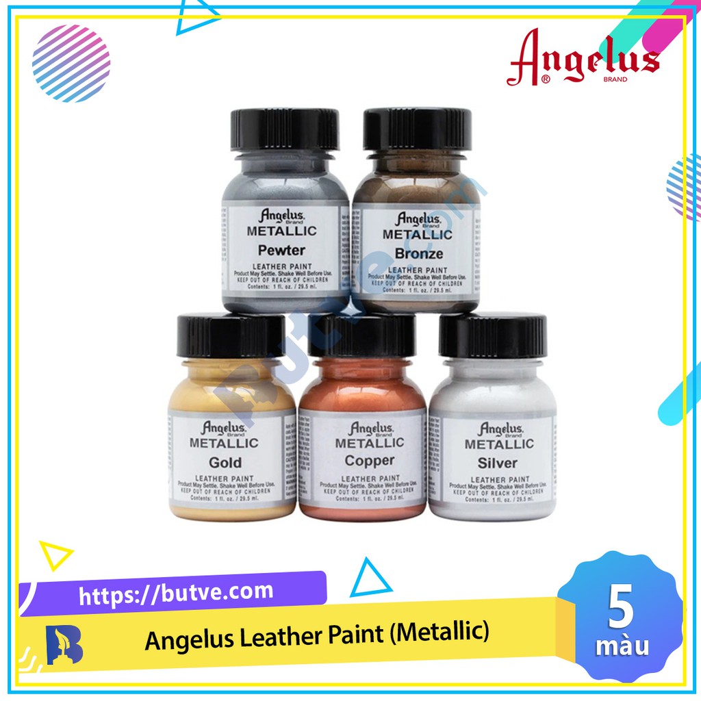 Màu Acrylic ánh kim vẽ trên chất liệu da vải Angelus Leather Paint (Metallic) – 29.5ml (1Oz)