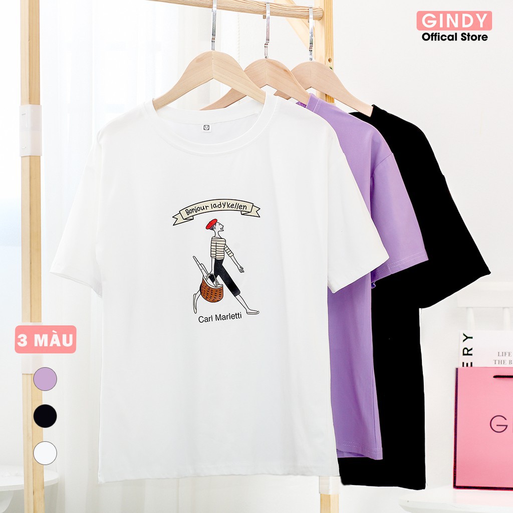 Áo phông tay lỡ unisex nữ GINDY cổ tròn in hình Lassie chất thun lạnh co giãn 4 chiều A20037