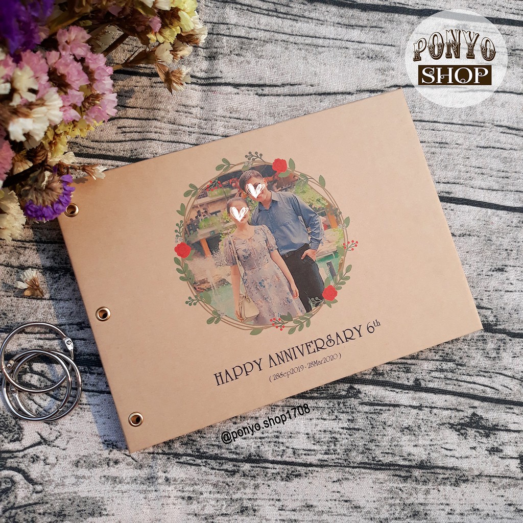 Sổ dán ảnh Scrapbook, khổ A5, gáy còng (In bìa theo yêu cầu)