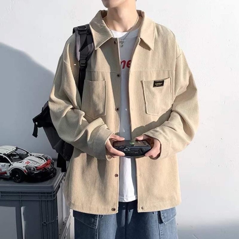 ÁO SƠMI NHUNG TĂM VINTAGE from rộng phong cách unisex nam nữ đều mặc được ( hình chụp thật )